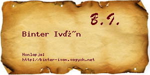 Binter Iván névjegykártya