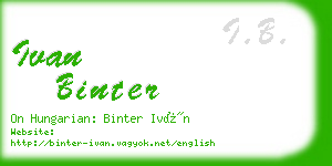 ivan binter business card